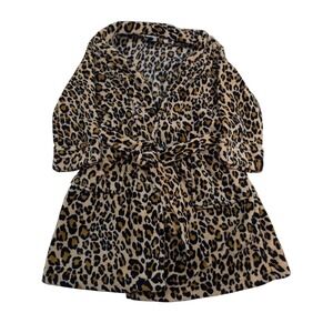 Charter Club Intimates Leopard Print Fleece Robe Belted Shawl Collar XL